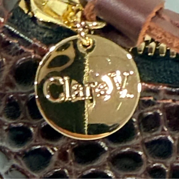 Clare V. Petite Jeanne in Bordeaux Autumn Croco Bucket Bag Embossed Leather - Picture 5 of 13